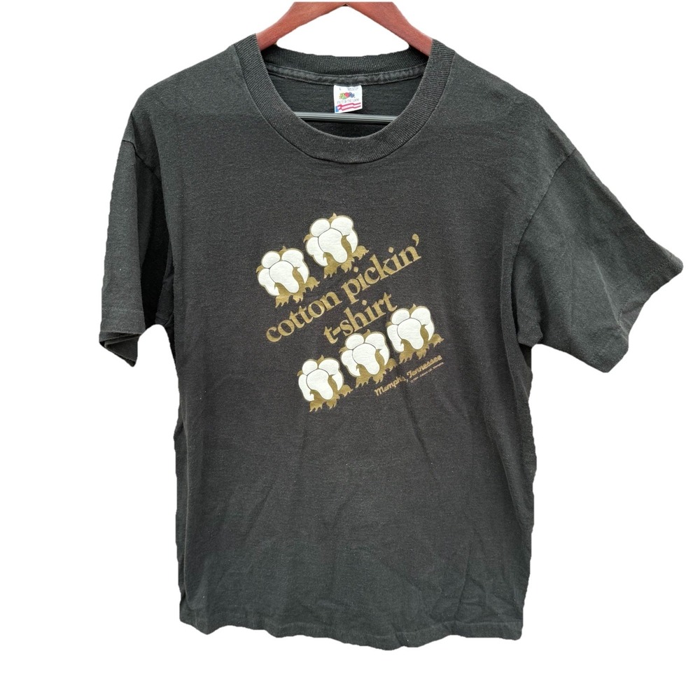 VTG 1984 T-Shirt Cotton Pickin T Shirt Tee Black Size L Single Stitch Memphis TN